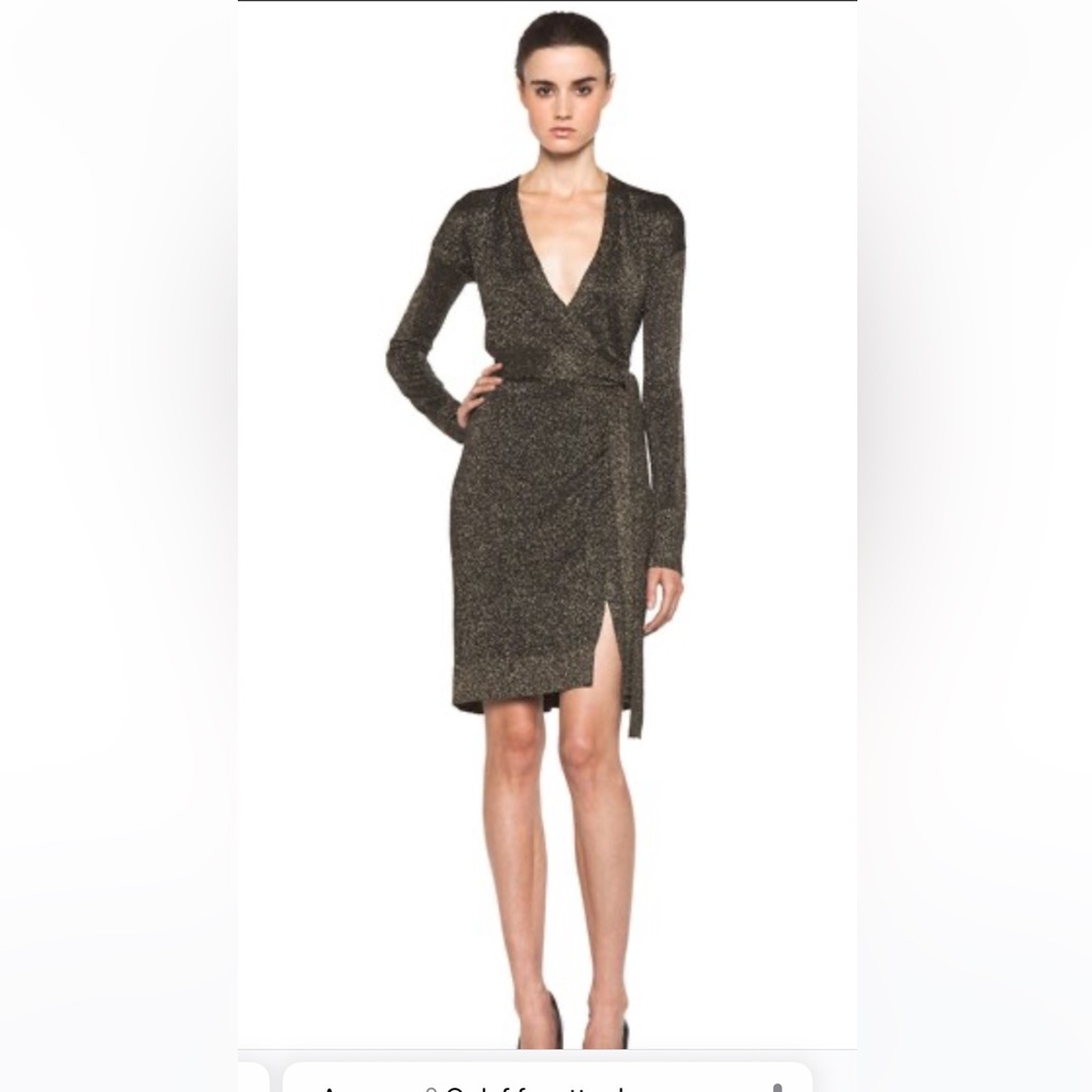 DVF Elegant Black n Gold Wrap Dress